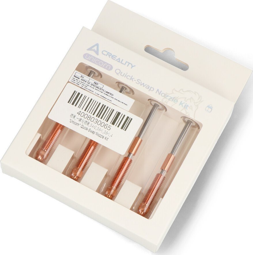 Creality Zestaw dysz Unicorn Quick-Swap do drukarek 3D Creality - 0,4mm/0,6mm/0,8mm - filament 1,75mm - 4szt.}