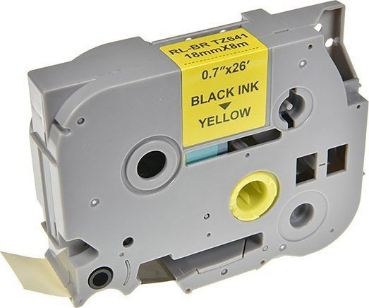 Kompatybilny taśma do drukarek etykiet, dla Brother, TZE-641, czarny druk/żółty podkład, laminowane, 8m, 18mm