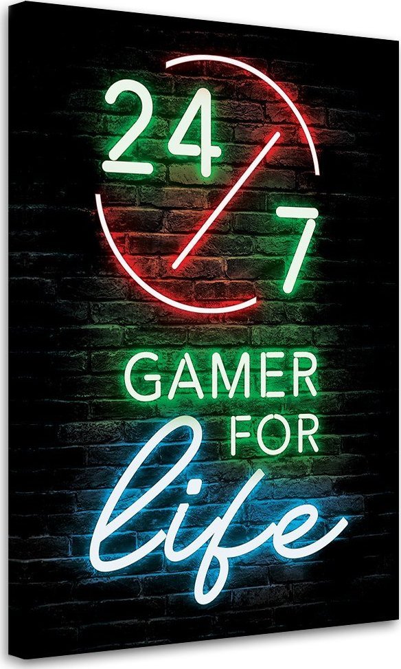 Feeby Obraz na płótnie, Napis Gamer for life - 80x120