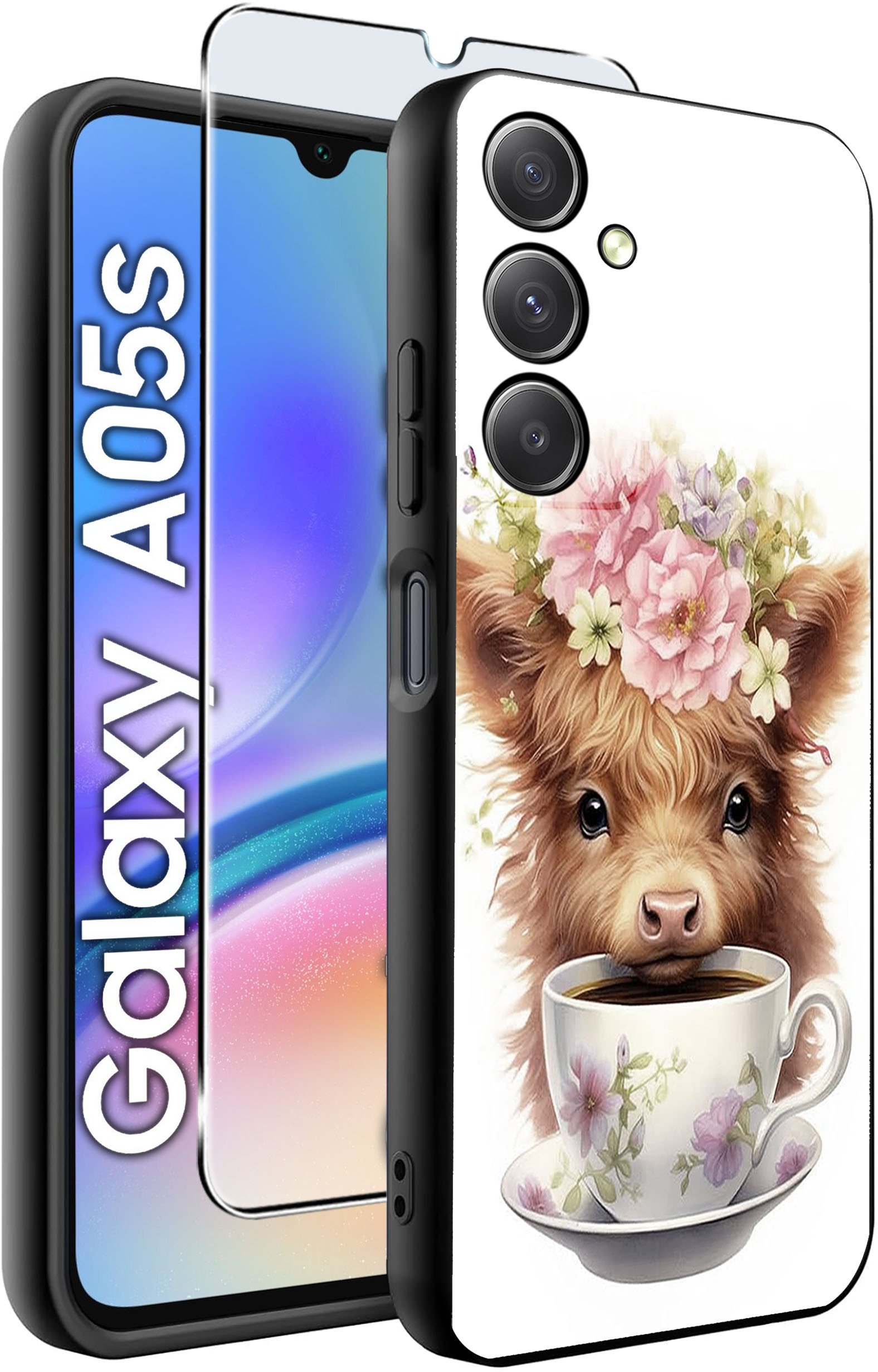 ETUI do Samsung A05s WZORY | SILIKONOWE MATT CASE + SZKŁO 9H