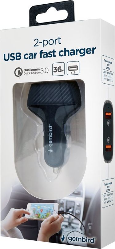Ładowarka Gembird TA-U2QC3-CAR-01 2x USB-A 3 A (TA-U2QC3-CAR-01)