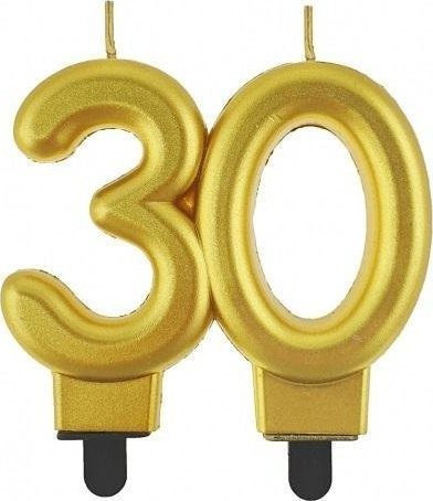 GoDan Świeczka cyferka 30 Beauty&Charm metalik złota 8cm