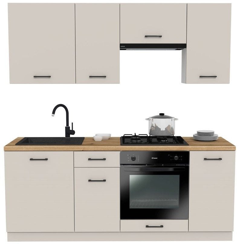 MEBLE KUCHENNE ZESTAW VARIO 200CM Z1 KASZMIR BLAT DĄB EVOKE BEZ AGD