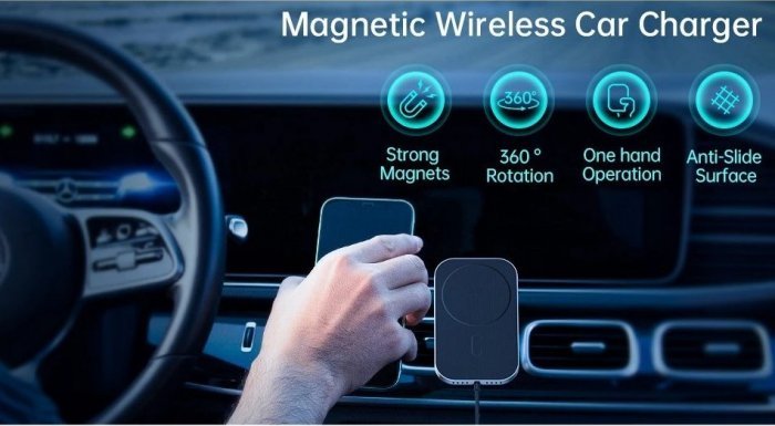 Swissten Magsafe Air Vent Car Holder With 15W Wireless Charging