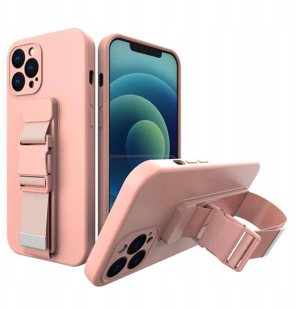 Rope Case silikonowe etui ze smyczą torebka smycz pasek do Xiaomi Poco M4 Pro 5G różowy