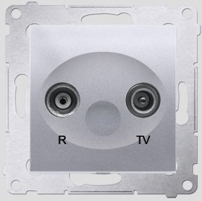 Kontakt-Simon Gniazdo antenowe SIMON54 RTV 1dB końcowe srebrny mat - DAK.01/43