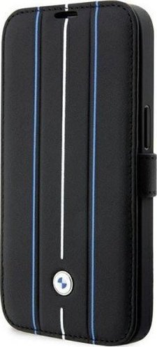 BMW Etui BMBKP14L22RVSK Apple iPhone 14 Pro czarny/black bookcase Leather Stamp Blue Lines