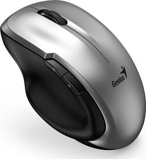 Mysz Genius Genius Mysz Ergo 8200S, 1200DPI, 2.4 [GHz], optyczna, 5kl., bezprzewodowa, srebrna, 1 szt AA, Blue-Eye sensor, Adapter USB-C