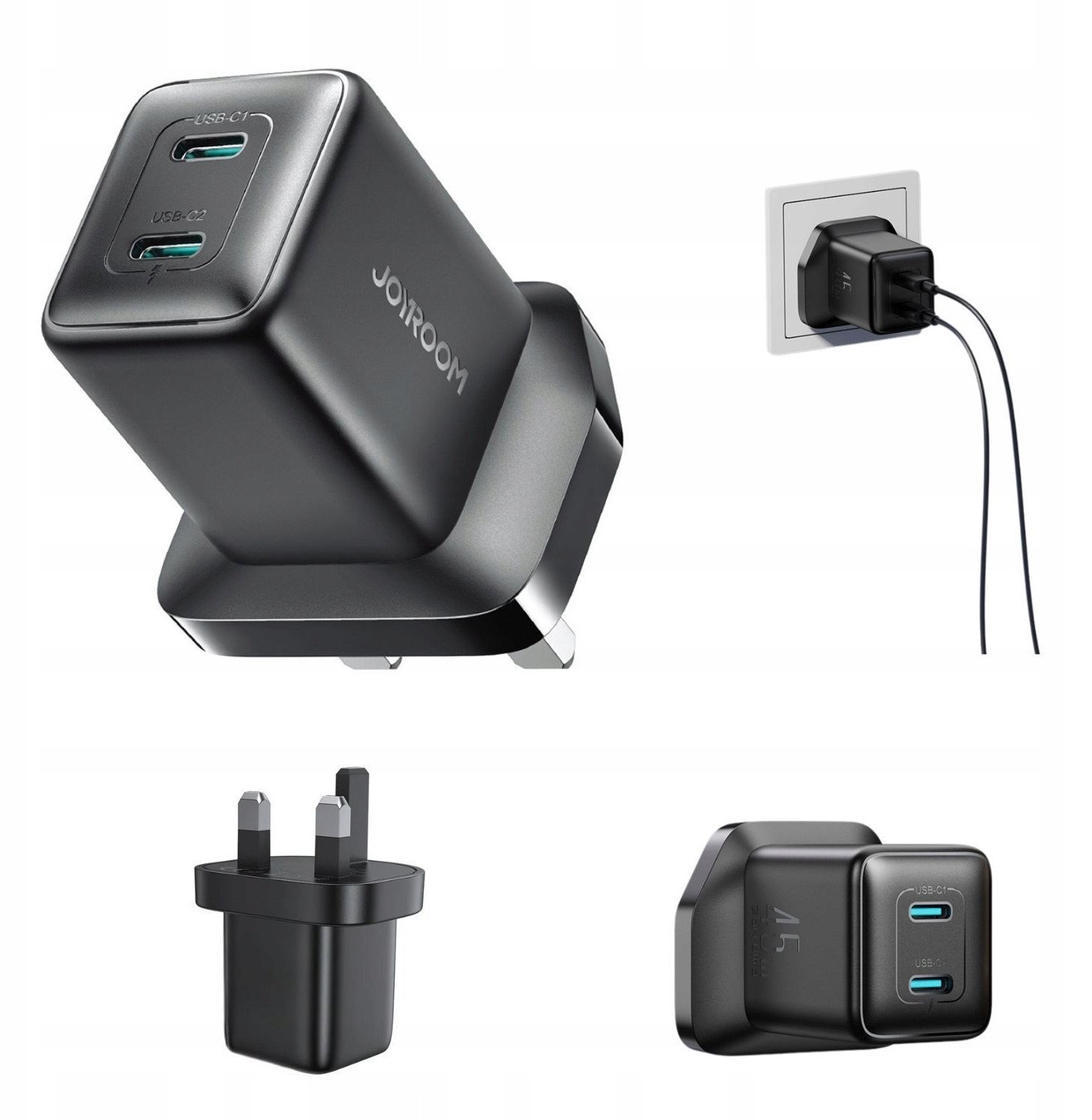 Ładowarka sieciowa Joyroom JR-TCG17 45W 2 x- USB-C (wtyczka UK) - czarna