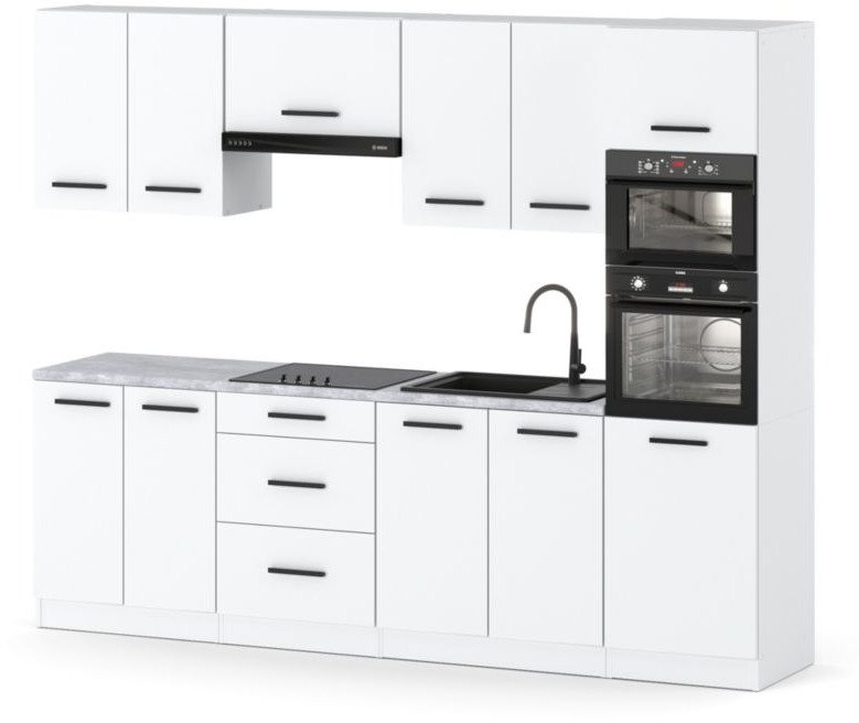 Zestaw Mebli Kuchennych Marra 2.6m Kuchnia Nowoczesna Modułowa Biała Mat