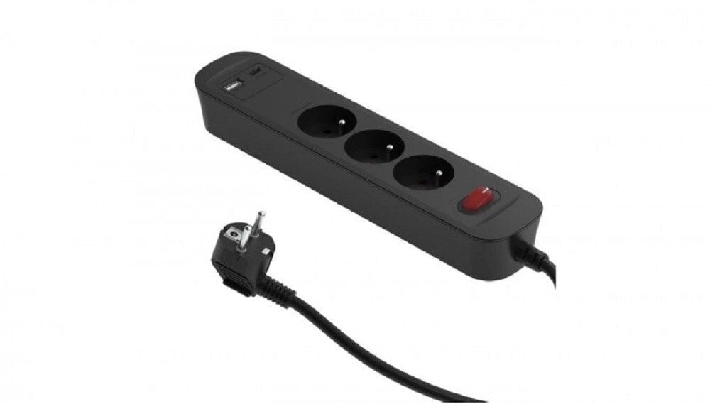 Przedłużacz szybkoładujący PD20 3-gniazdowy z wyłącznikiem + 2x USB (A+C) 1,4m SQUALL, grafitowy / 34098