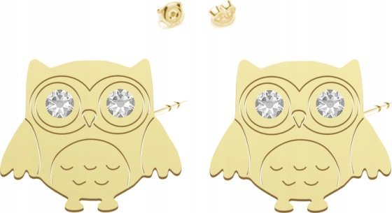 Radziszewska Jewellery Pozłacane Kolczyki SOWY z kryształami DEDYKACJA