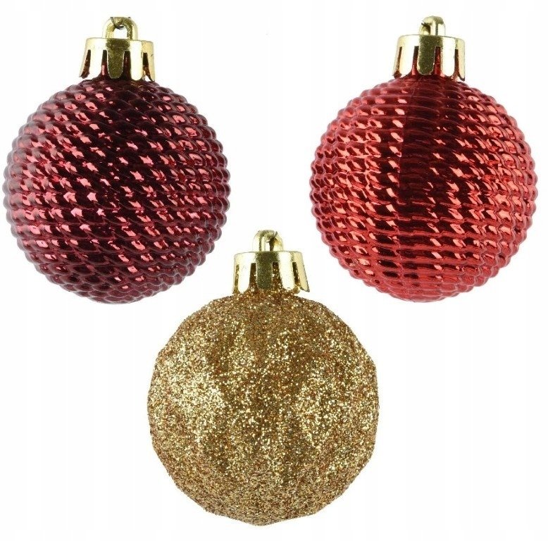 Bombki choinkowe plastikowe 4 cm zestaw 9 sztuk brokatowe