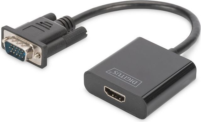 Adapter AV Digitus HDMI - D-Sub (VGA) + Jack 3.5mm czarny (DA-70473)