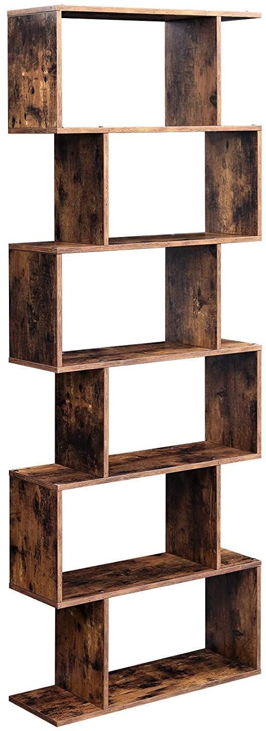 Regał na książki rustykalny brąz 70x24x190 cm loft 6 półek