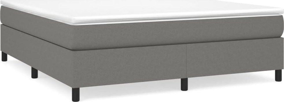 Łóżko Kontynentalne Z Materacem, Ciemnoszara Tkanina 180X200 Cm