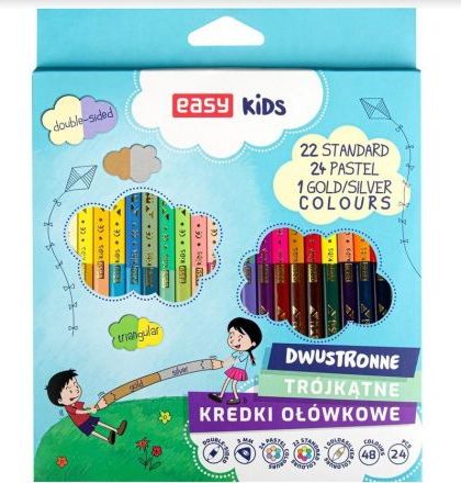 Easy Stationery Kredki dwustronne trójkątne 48 kolorów EASY