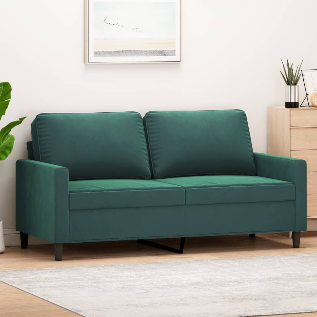 vidaXL vidaXL Sofa 2-osobowa, ciemnozielona, 140 cm, tapicerowana aksamitem