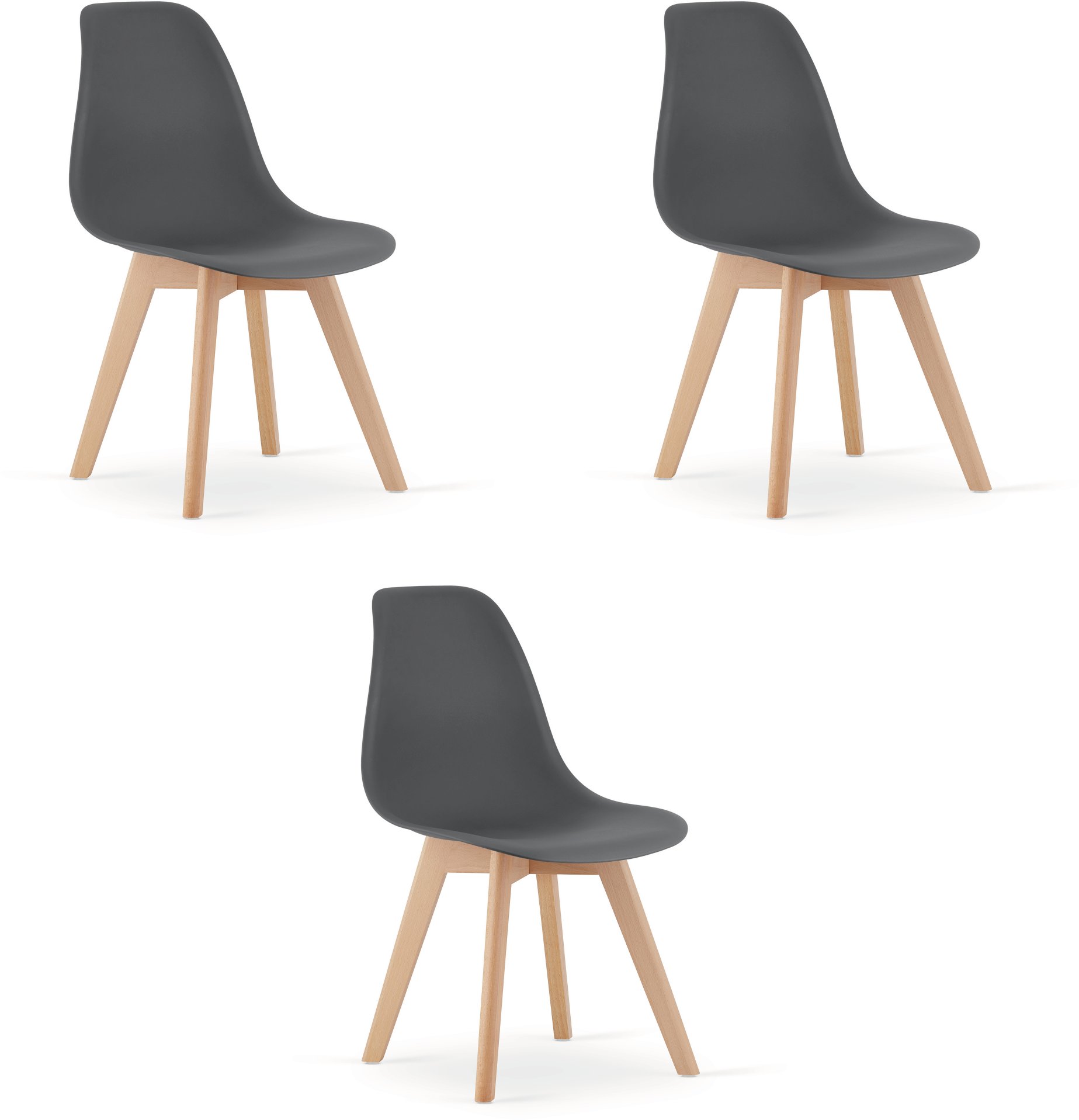 Krzesło do kuchni KITO ciemnoszare drewno bukowe x3