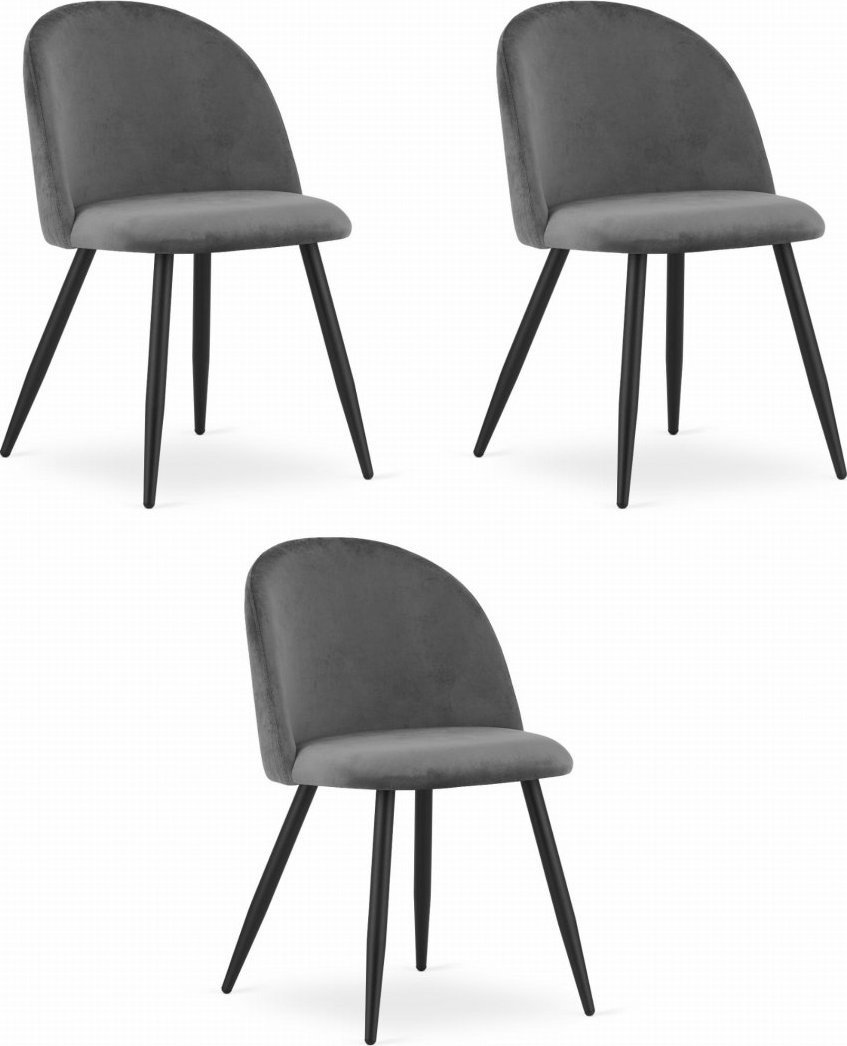 Krzesło BELLO - aksamit ciemnoszare / nogi czarne x 3