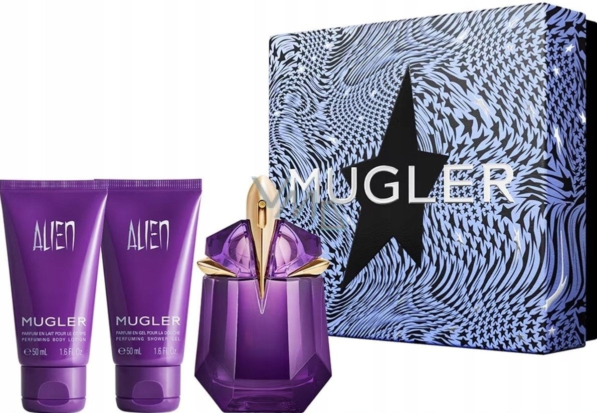 Set Thierry Mugler: Alien, Eau De Parfum, For Women, 30 ml + Alien, Shower Gel, All Skin Types, 50 ml + Alien, Hydrating, Body Lotion, 50 ml For Women