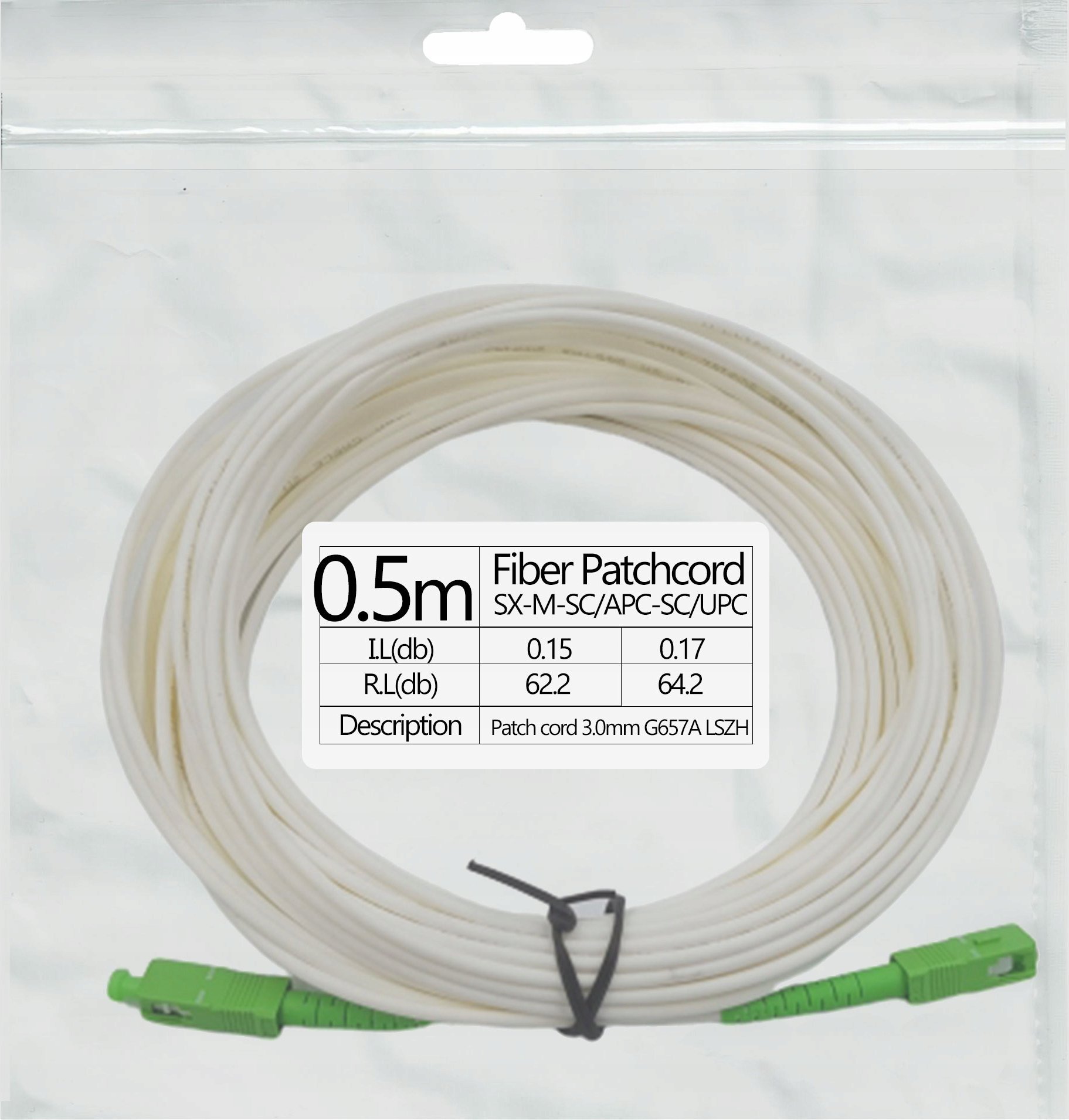 Patchcord światłowód kabel SC/APC-SC/APC 0,5m simp