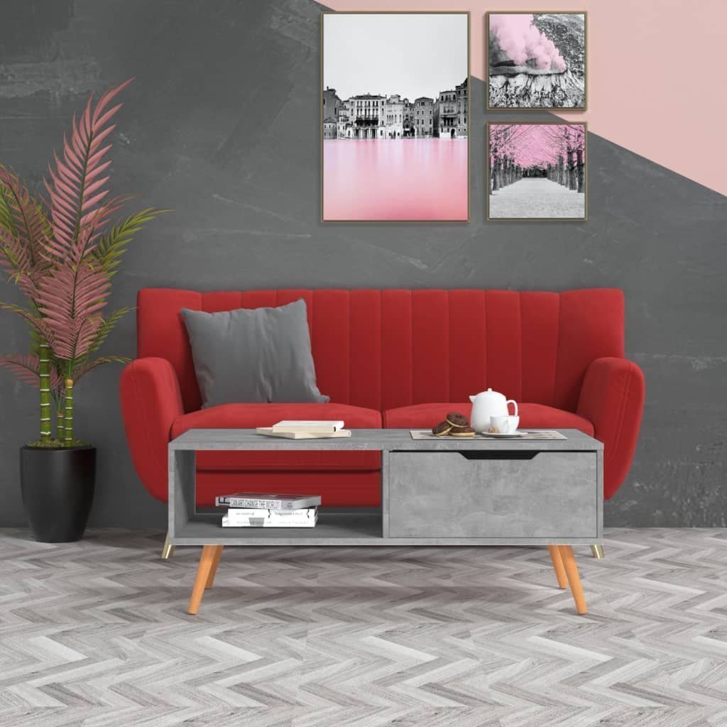 vidaXL Stolik kawowy, betonowy szary, 100x49,5x43 cm, płyta wiórowa