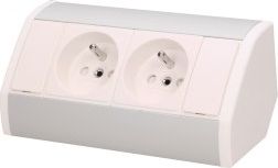 Orno Gniazdo meblowe 2x2P+Z, biało-srebrne