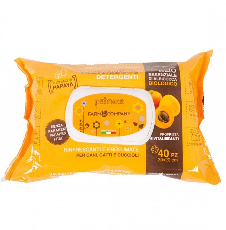 Farm Company Chusteczki do czyszczenia dla zwierząt Olejek morelowy i papaja 40 szt.