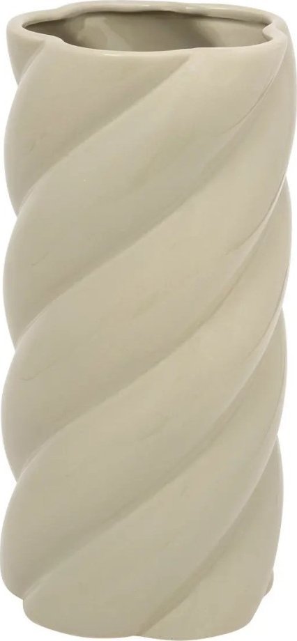 Wazon ceramiczny, kręcony beżowo-zielony Coby 25 cm
