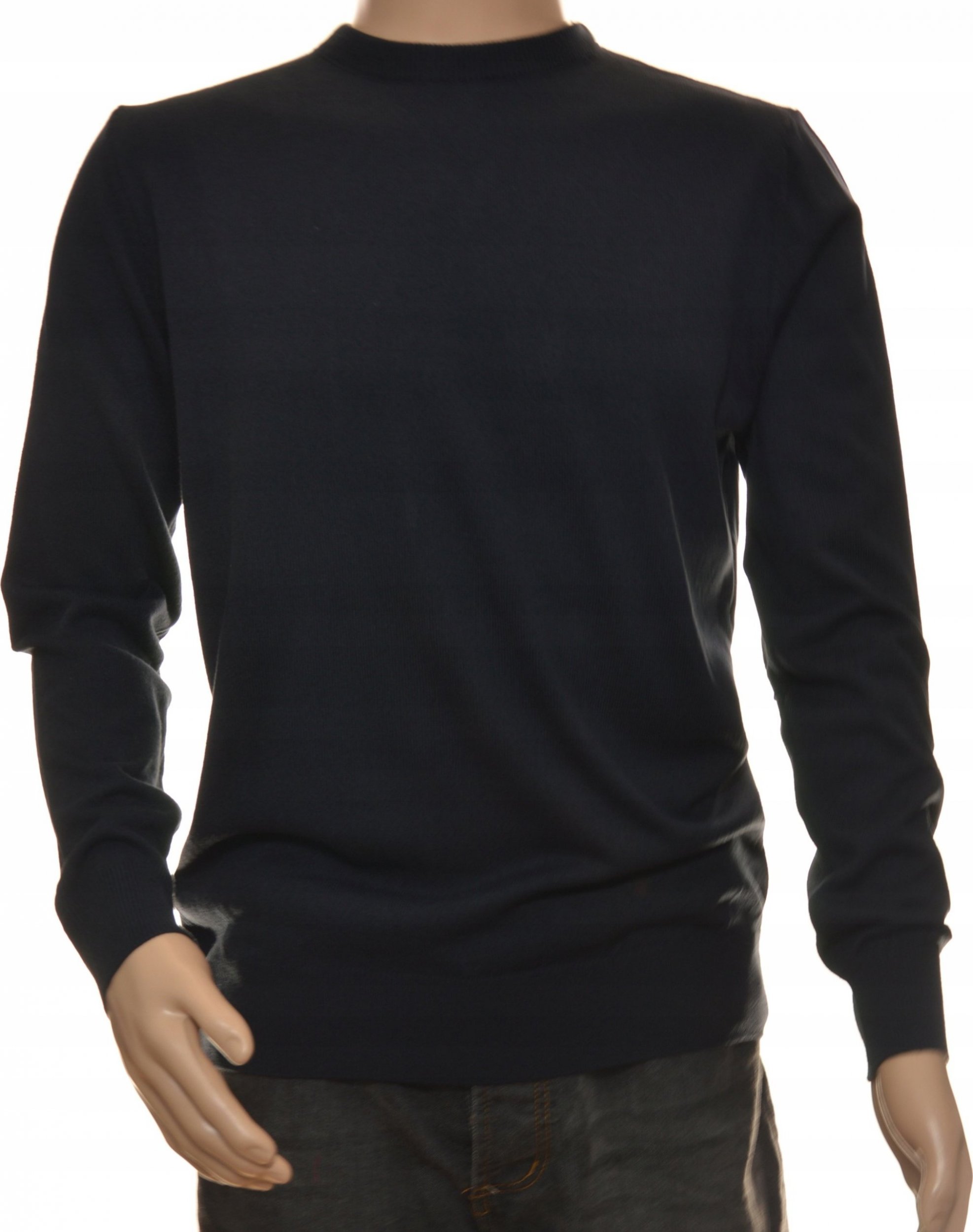 Selantino Sweter męski granatowy gładki wełniany XXL 2XL