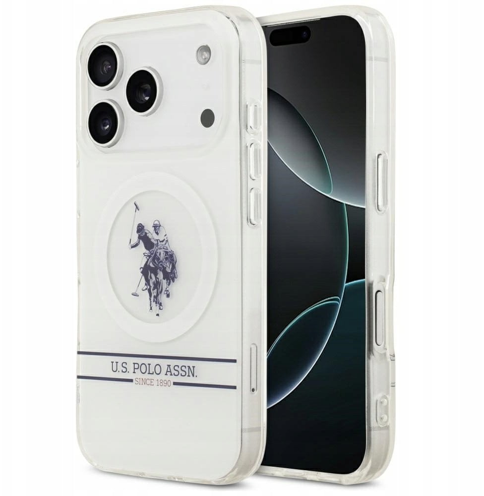 Etui US Polo DH and Bottom Stripe Logo MagSafe do iPhone 17 Pro biały