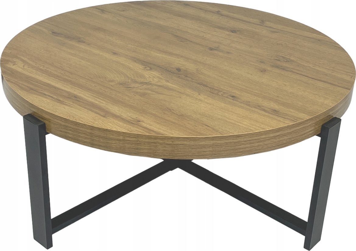 kontrast Stolik kawowy okrągły do salonu sypialni loft 80cm dąb
