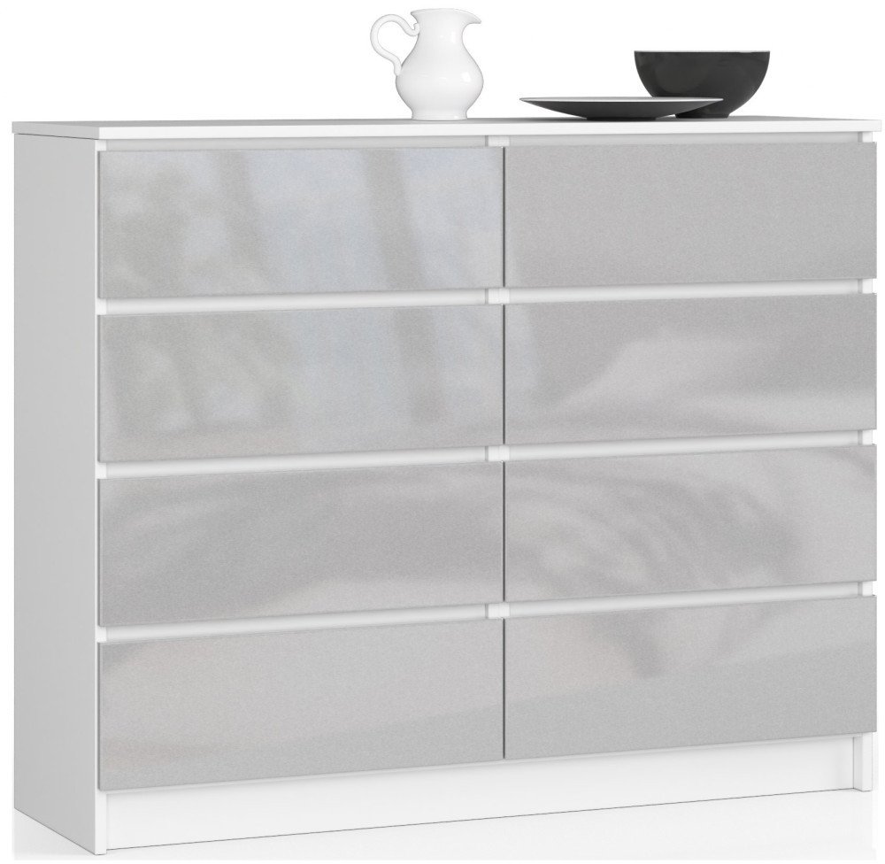 Fabryka Mebli Akord KOMODA K 120 cm 8 SZUFLAD AKRYL METALIK WYSOKI POŁYSK