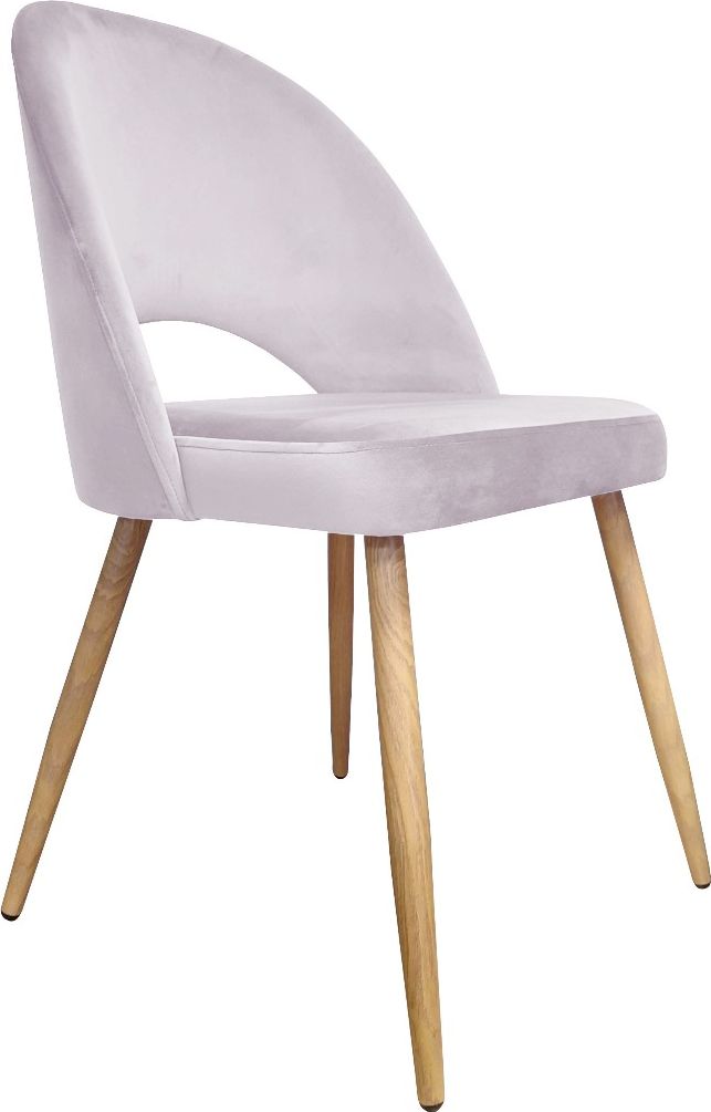 Atos Krzesło ISKAR 2 VELVET jasno różowe/dąb na czterech nogach do salonu ATOS