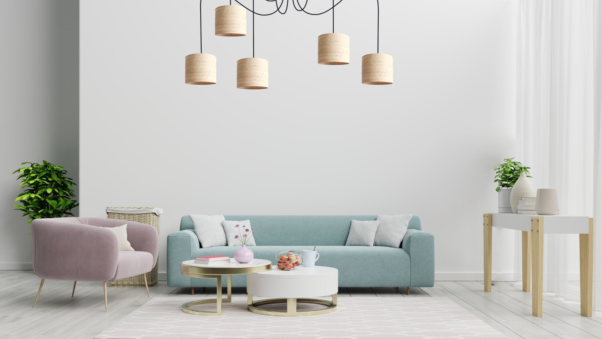 Lampa wisząca Solar Lampa wisząca sufitowa czarna pająk BOHO rattan 5 żarówek