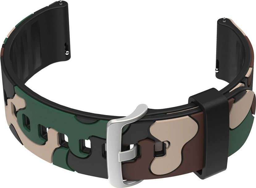 Pasek gumowy do zegarka U13 - czarny/beżowy-moro - 22mm