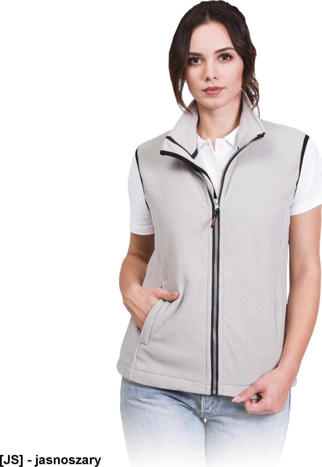 R.E.I.S. VHONEY-L - bezrękawnik damski z polaru, kołnierz ze stójką - jasnoszary 2XL