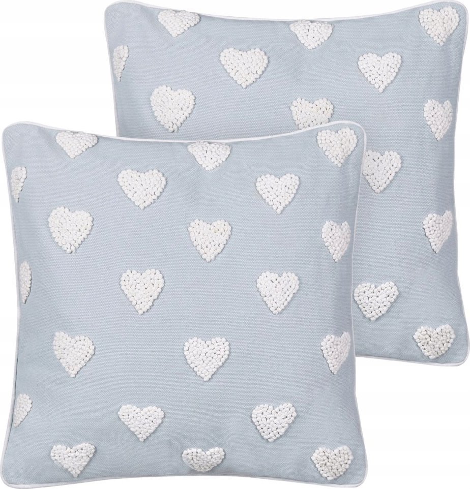 Beliani 2 bawełniane poduszki dekoracyjne w serca 45 x 45 cm szare GAZANIA