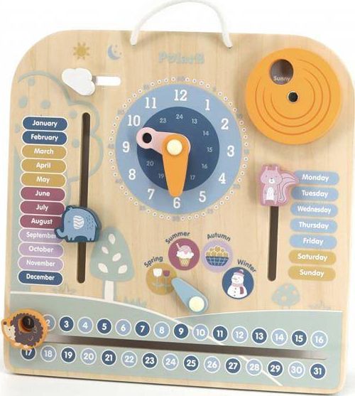 Viga Toys Drewniany Kalendarz i Zegar