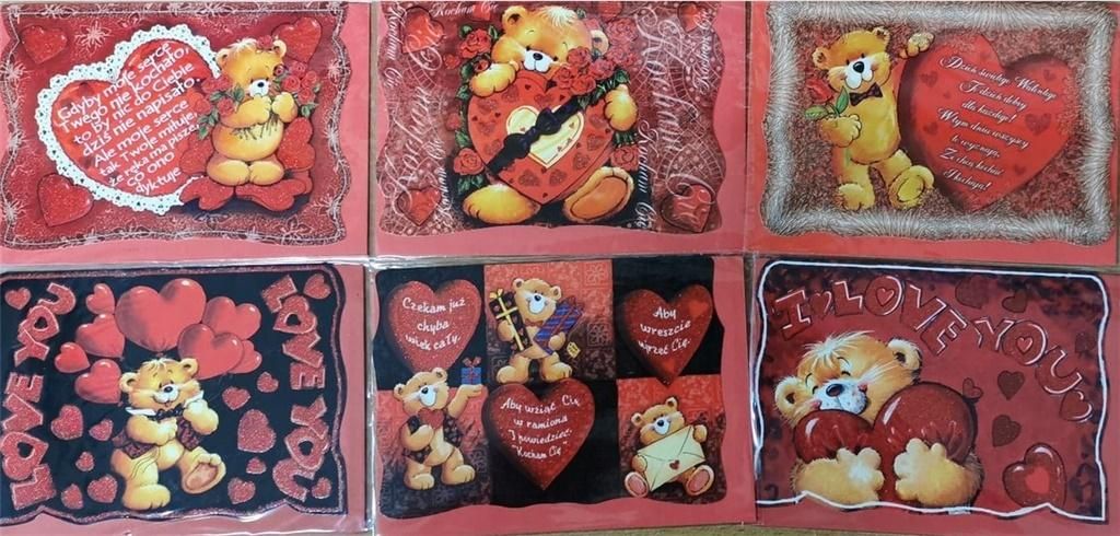 Panorama Karnet Walentynki B6 brokat + koperta