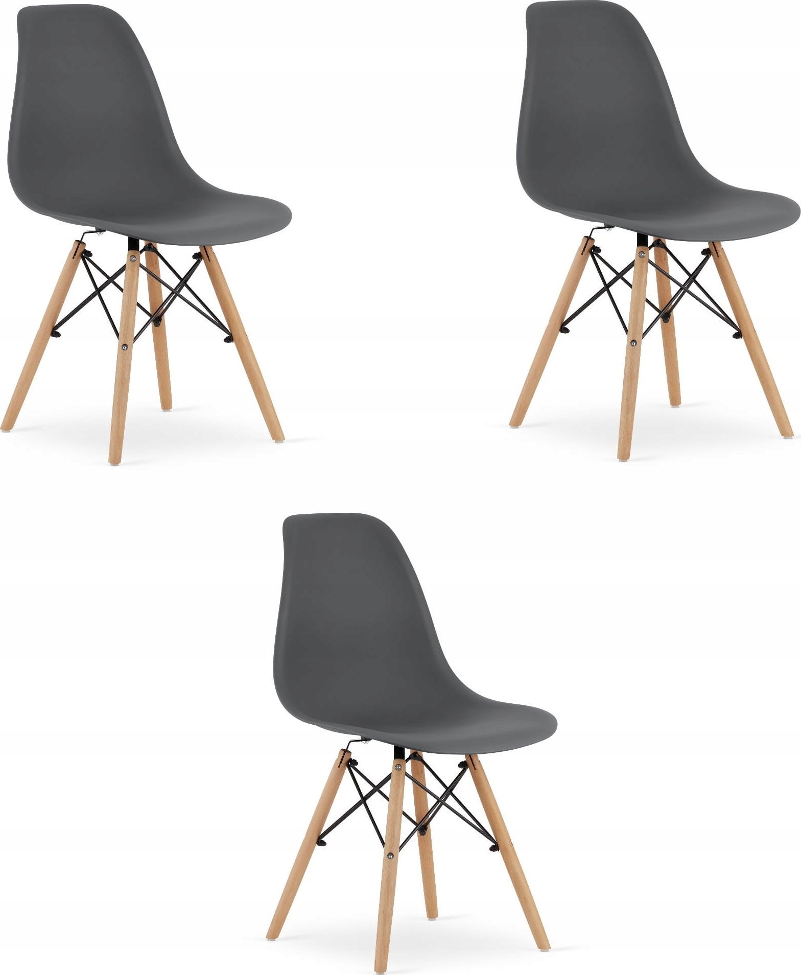 Leobert Krzesło OSAKA ciemnoszare / nogi naturalne x 3