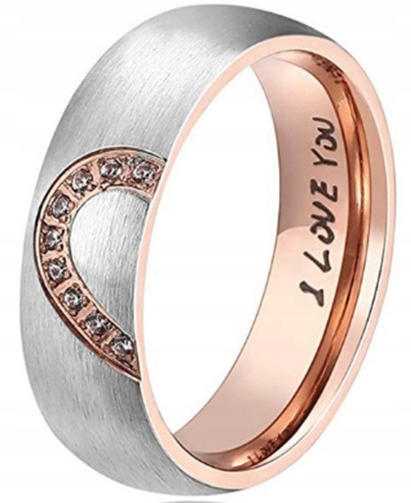 SERCE OBRĄCZKA PIERŚCIONEK ŚLUBNA STAL 316L r.17