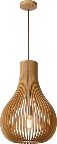 Lampa wisząca Lucide Lampa sufitowa brązowa do kuchni Lucide BODO z drewna 01400/38/72