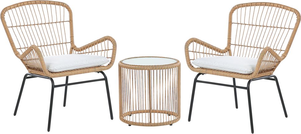 Beliani Zestaw mebli balkonowych rattanowy jasnobrązowy LABICO