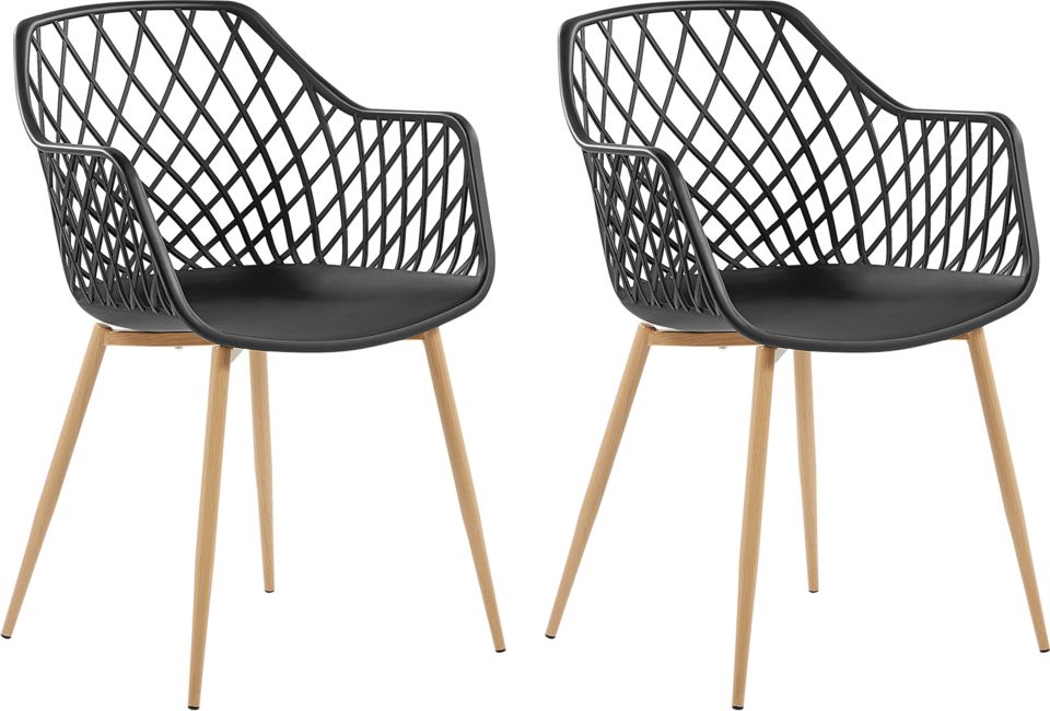 Beliani Zestaw 2 krzeseł do jadalni czarny NASHUA