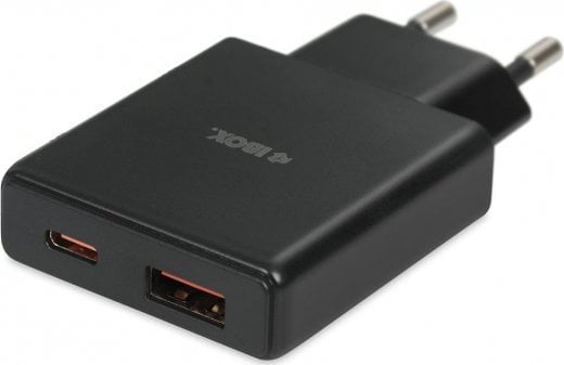 Ładowarka sieciowa iBOX C-43 Slim USB A+C 30W kabel USB-C do USB-C czarna