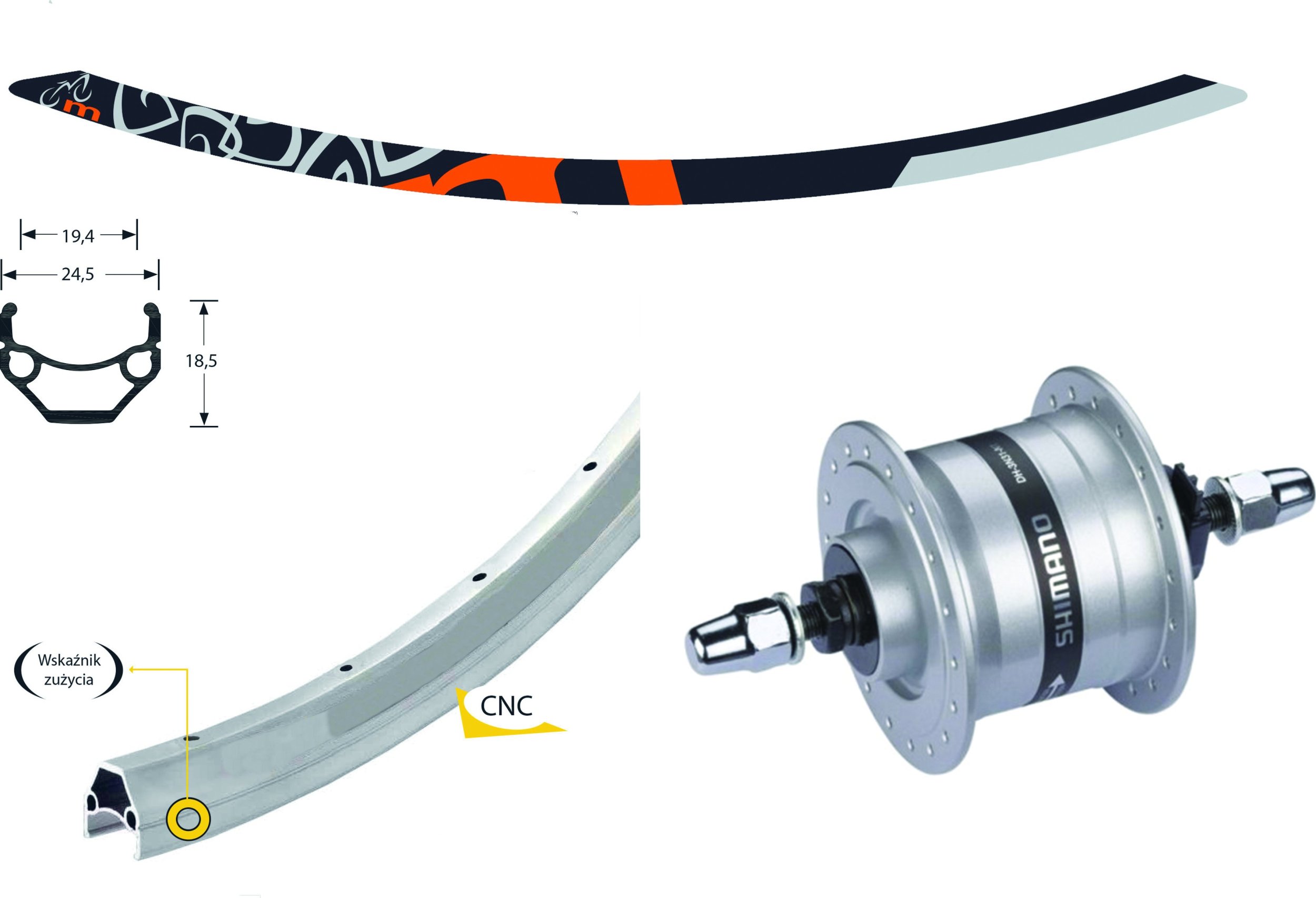 Omnigena Koło przód 26" piasta prądnica Shimano 6V 3W