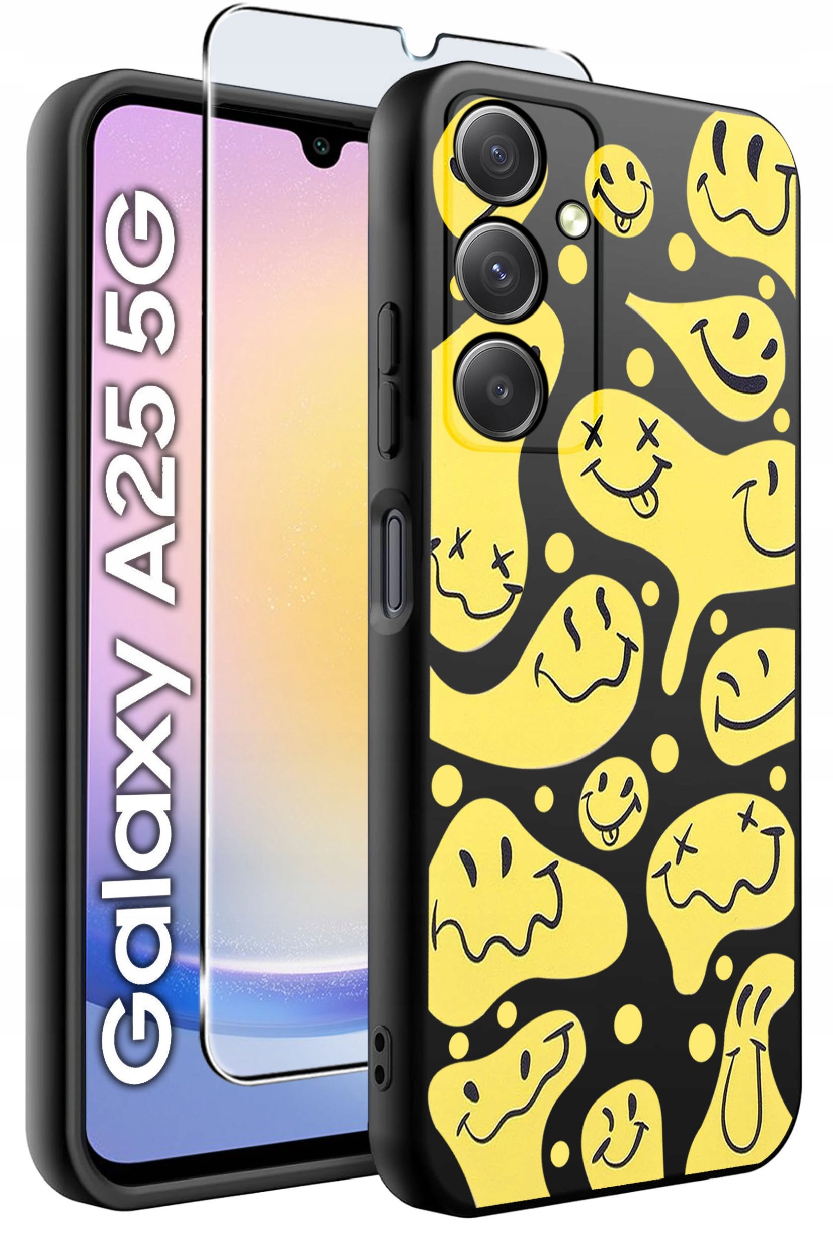 ETUI do Samsung A25 5G WZORY | SILIKONOWE MATT CASE + SZKŁO HARTOWANE 9H