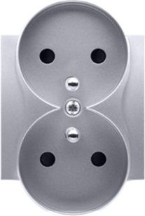 Kontakt-Simon Pokrywa gniazda podwójnego z przesłonami srebrny (DGZ2MZNP/43)